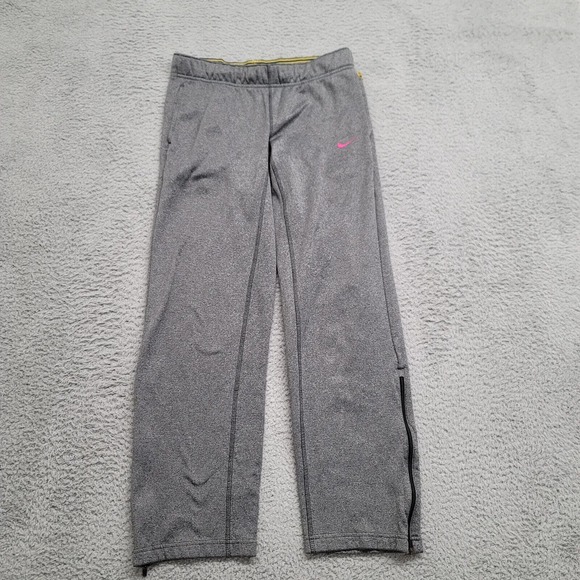 Nike Pants Womens Small Gray Livestrong Spellout Pink Swoosh Therma Fit Active - Picture 1 of 13